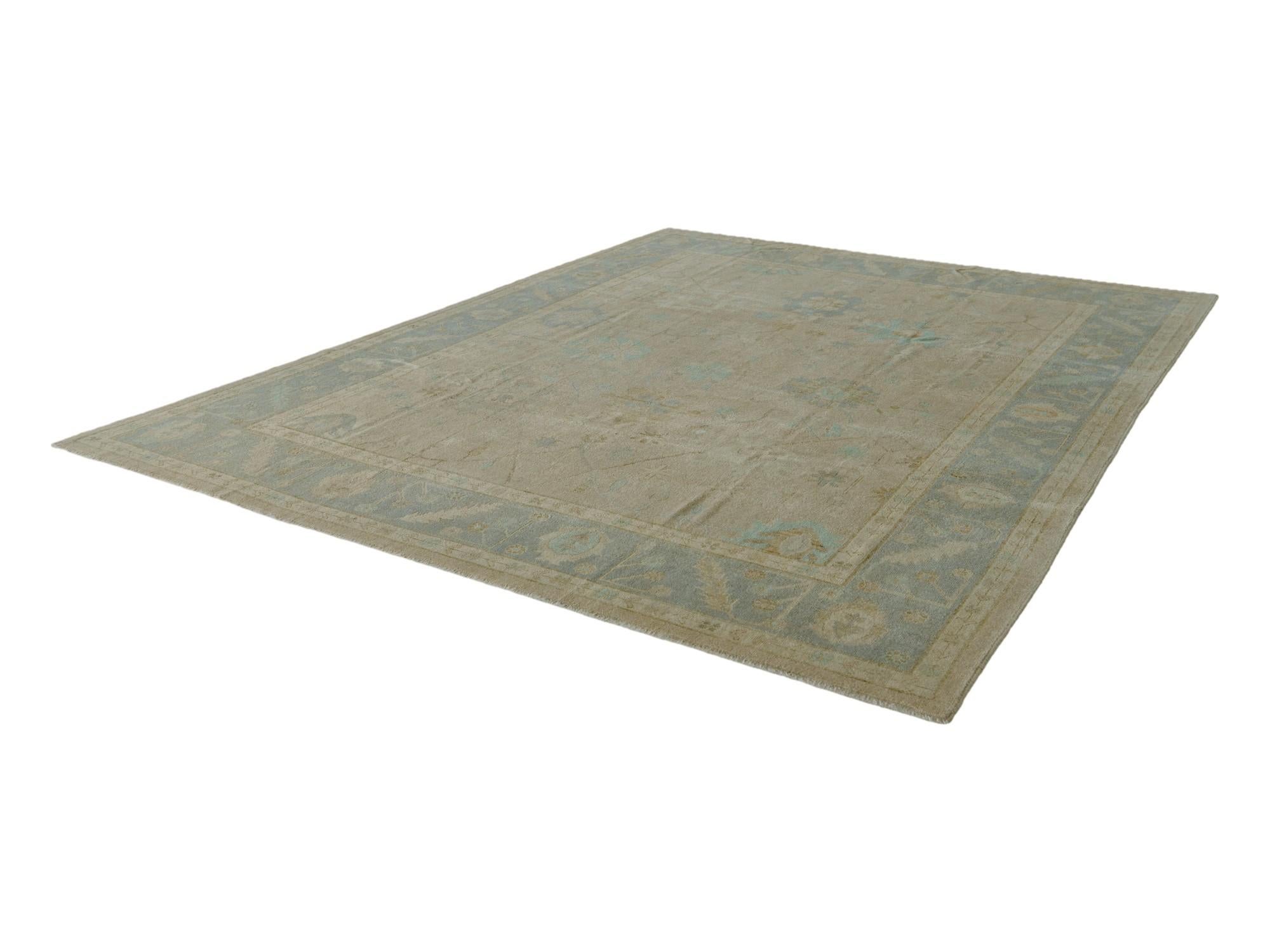 8' 10 x 11' 7 Hand Knotted Oushak Wool Rug