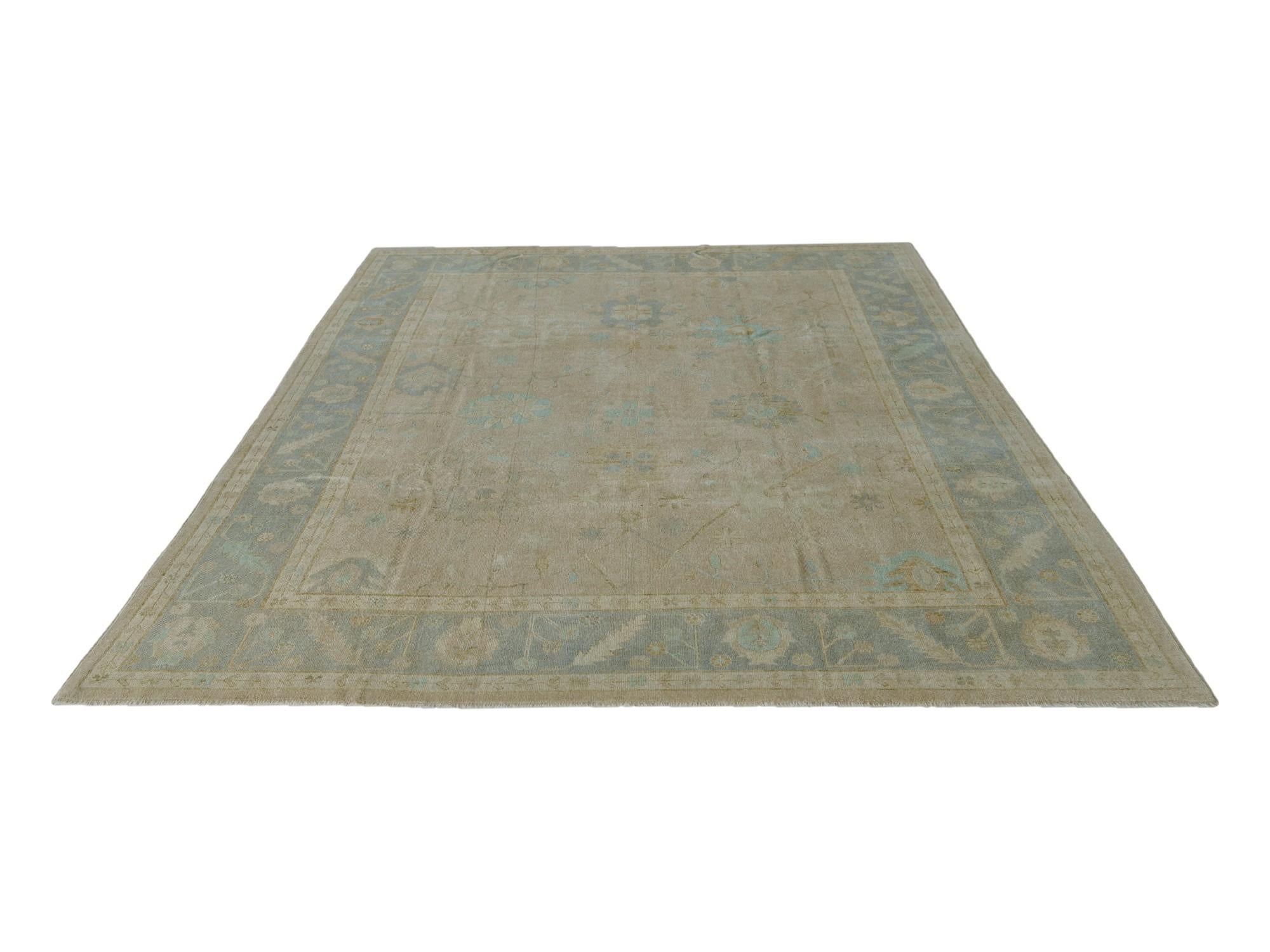 8' 10 x 11' 7 Hand Knotted Oushak Wool Rug