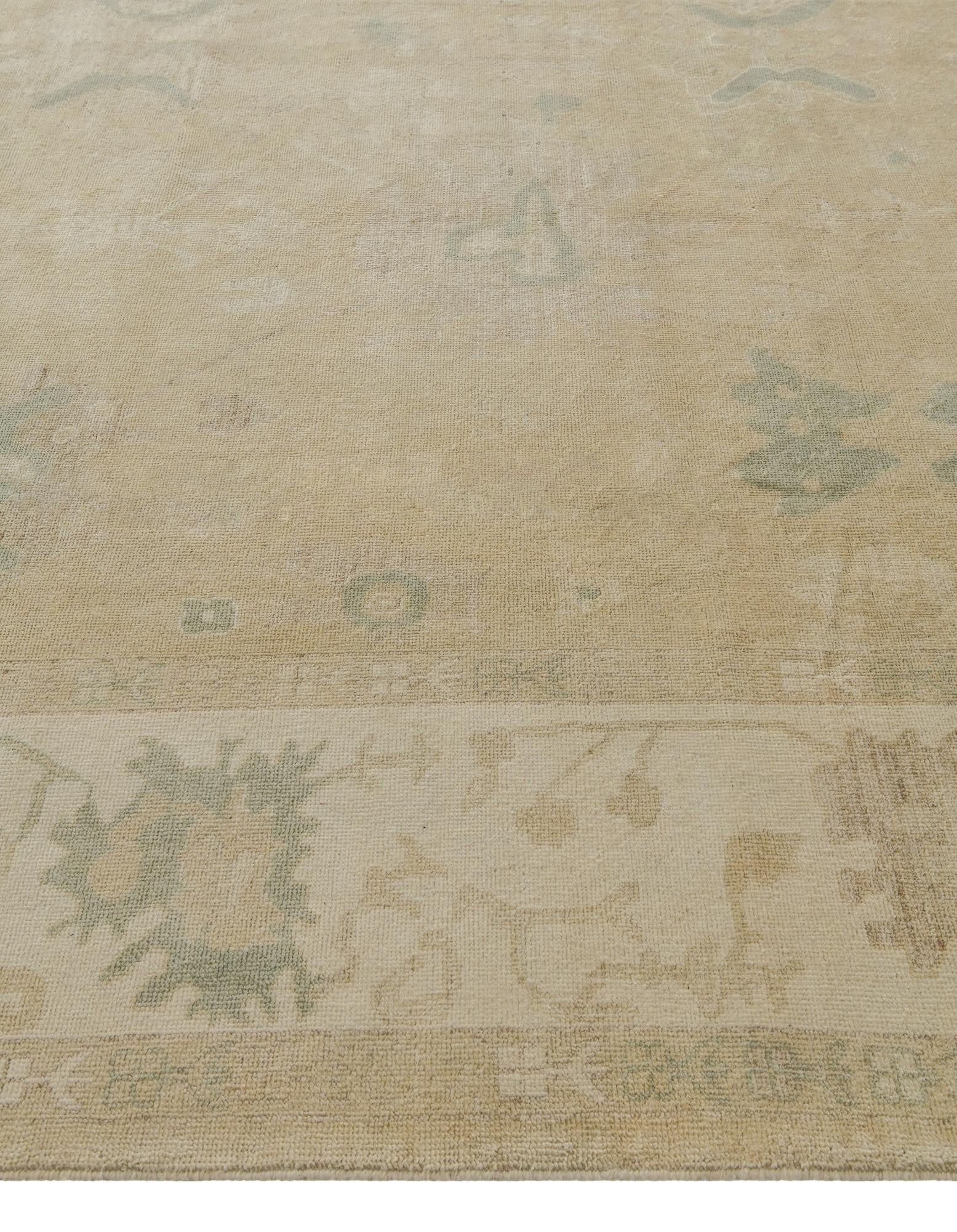 9' 4 x 12' Hand Knotted Oushak Wool Rug
