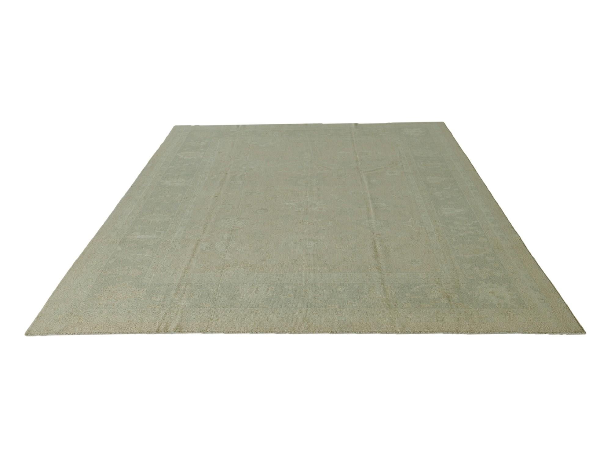 9' 3 x 12' Hand Knotted Oushak Wool Rug