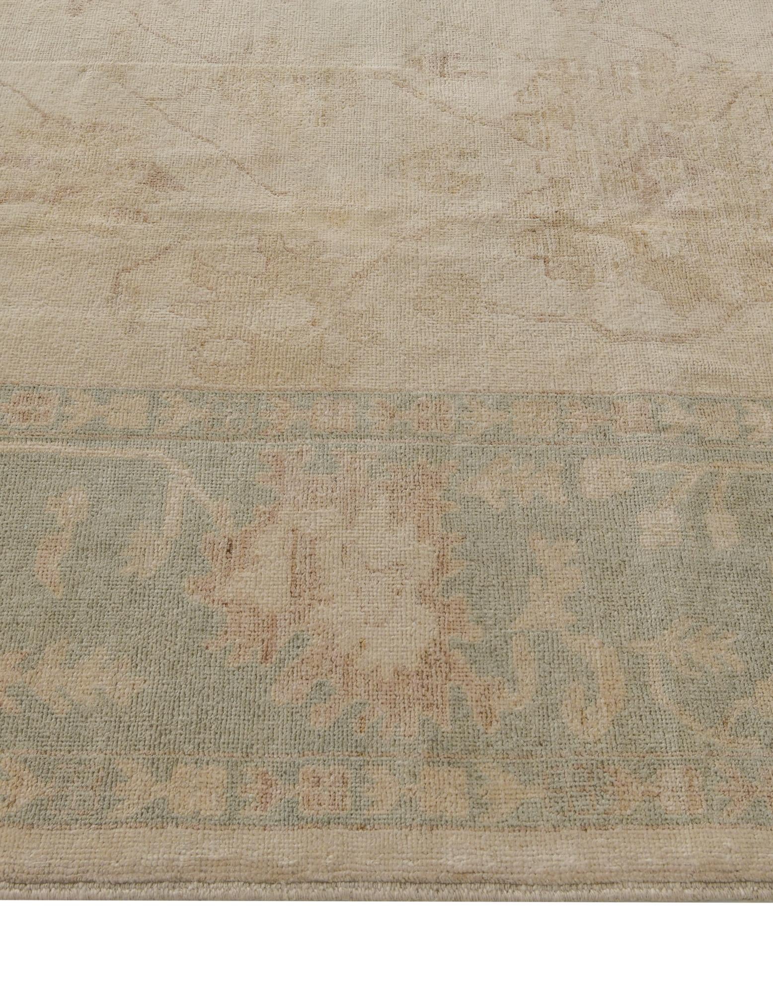 9' 2 x 11' 10 Hand Knotted Oushak Wool Rug