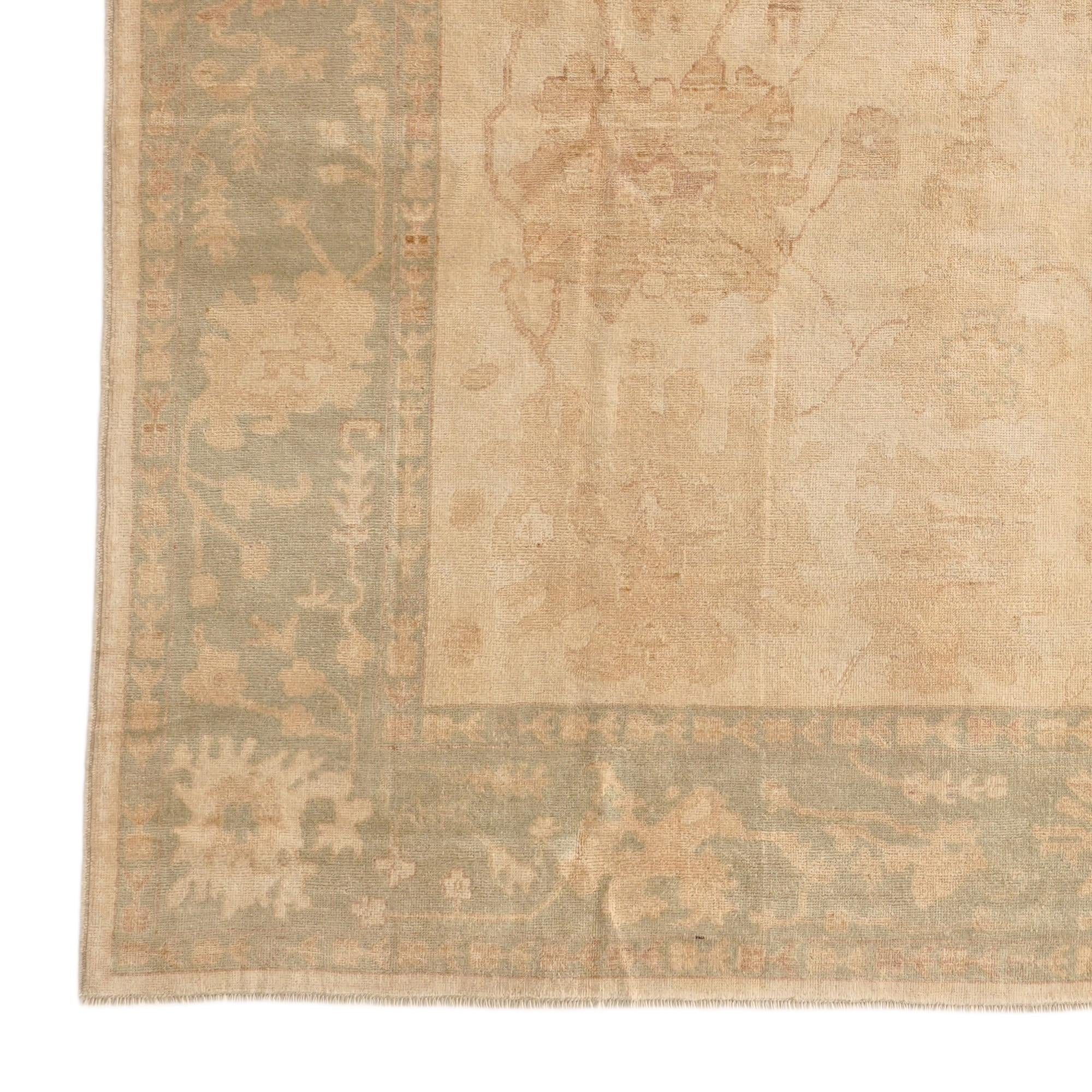 9' 2 x 11' 10 Hand Knotted Oushak Wool Rug