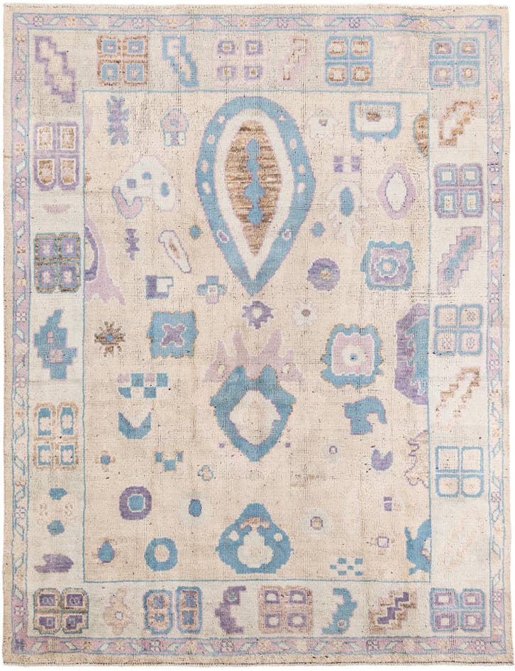 Detail image of 8' 10 x 11' 10 Hand Knotted Oushak Wool Rug
