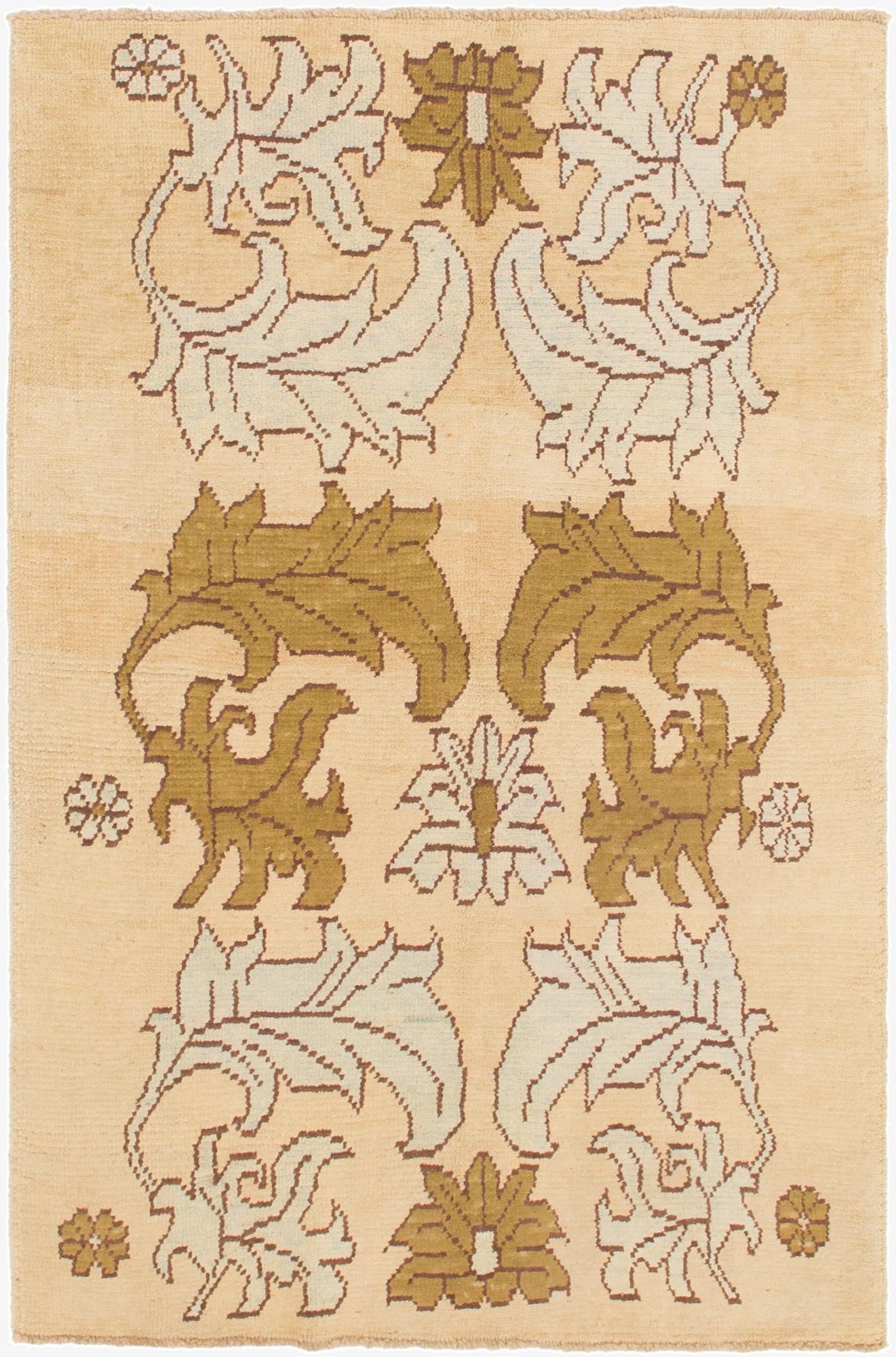 4' 5 x 6' 6  Hand Knotted Oushak Wool Rug