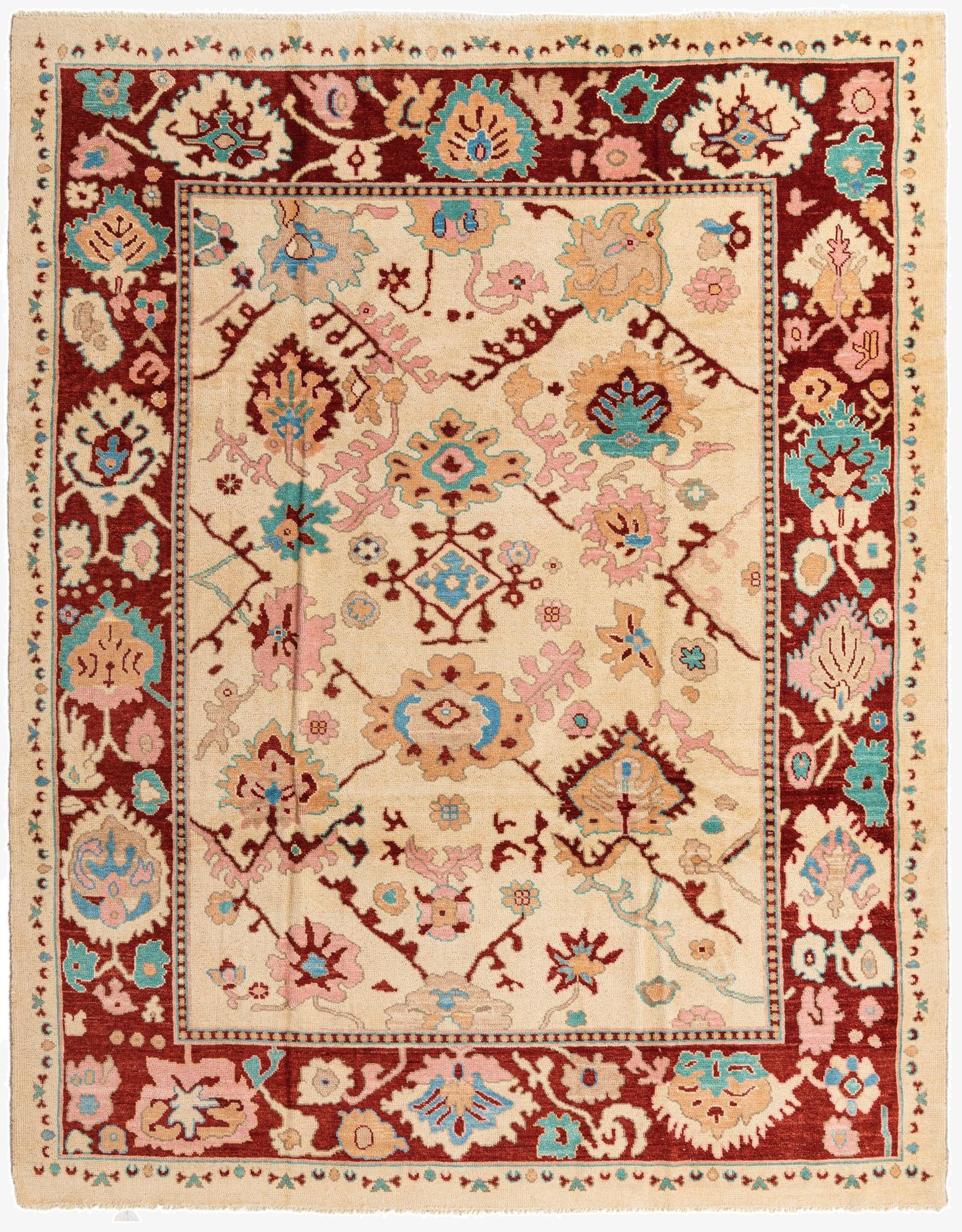 9' 5 x 12' 3  Hand Knotted Oushak Wool Rug