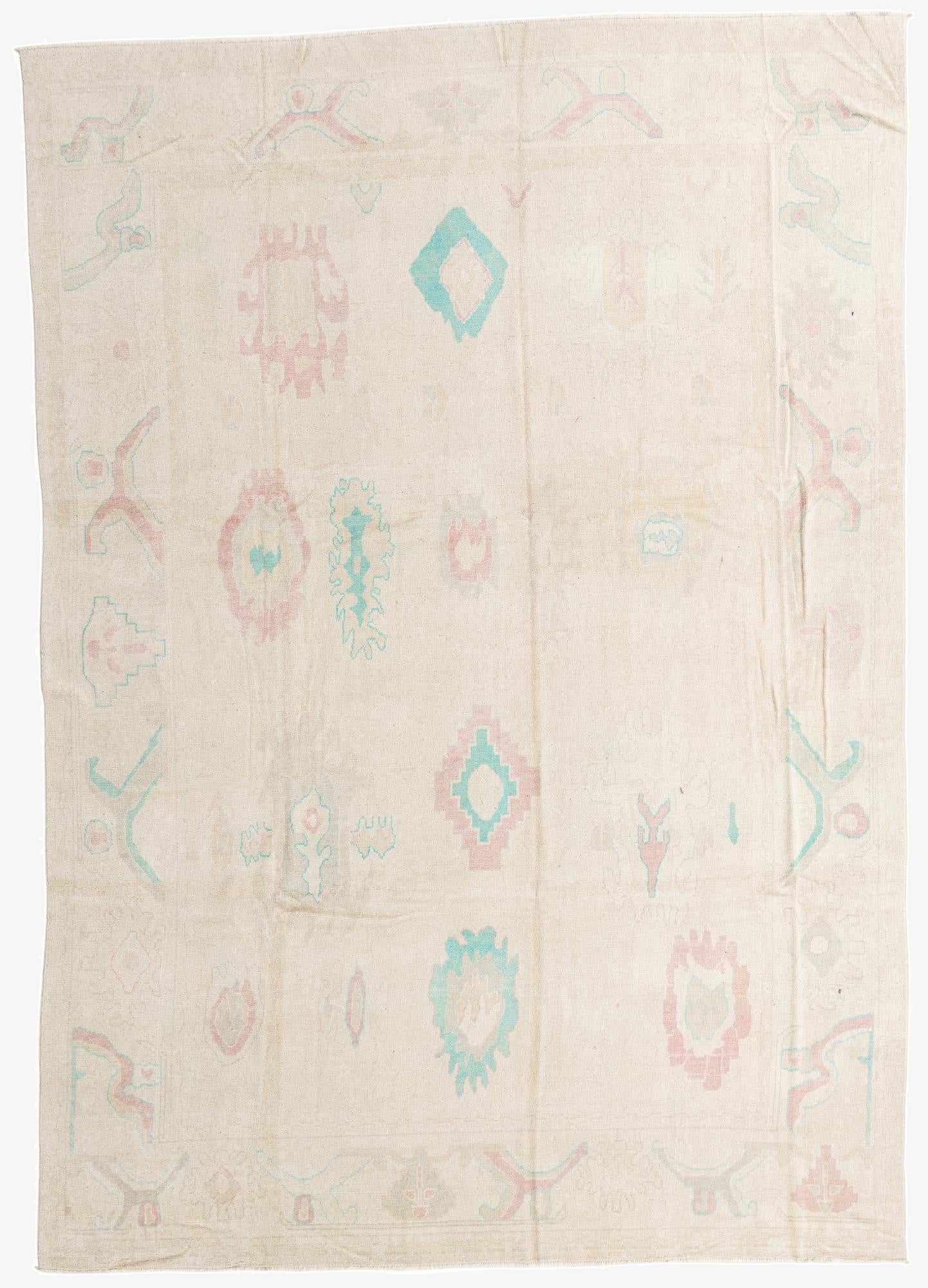 9' 9 x 13' 10  Hand Knotted Oushak Wool Rug