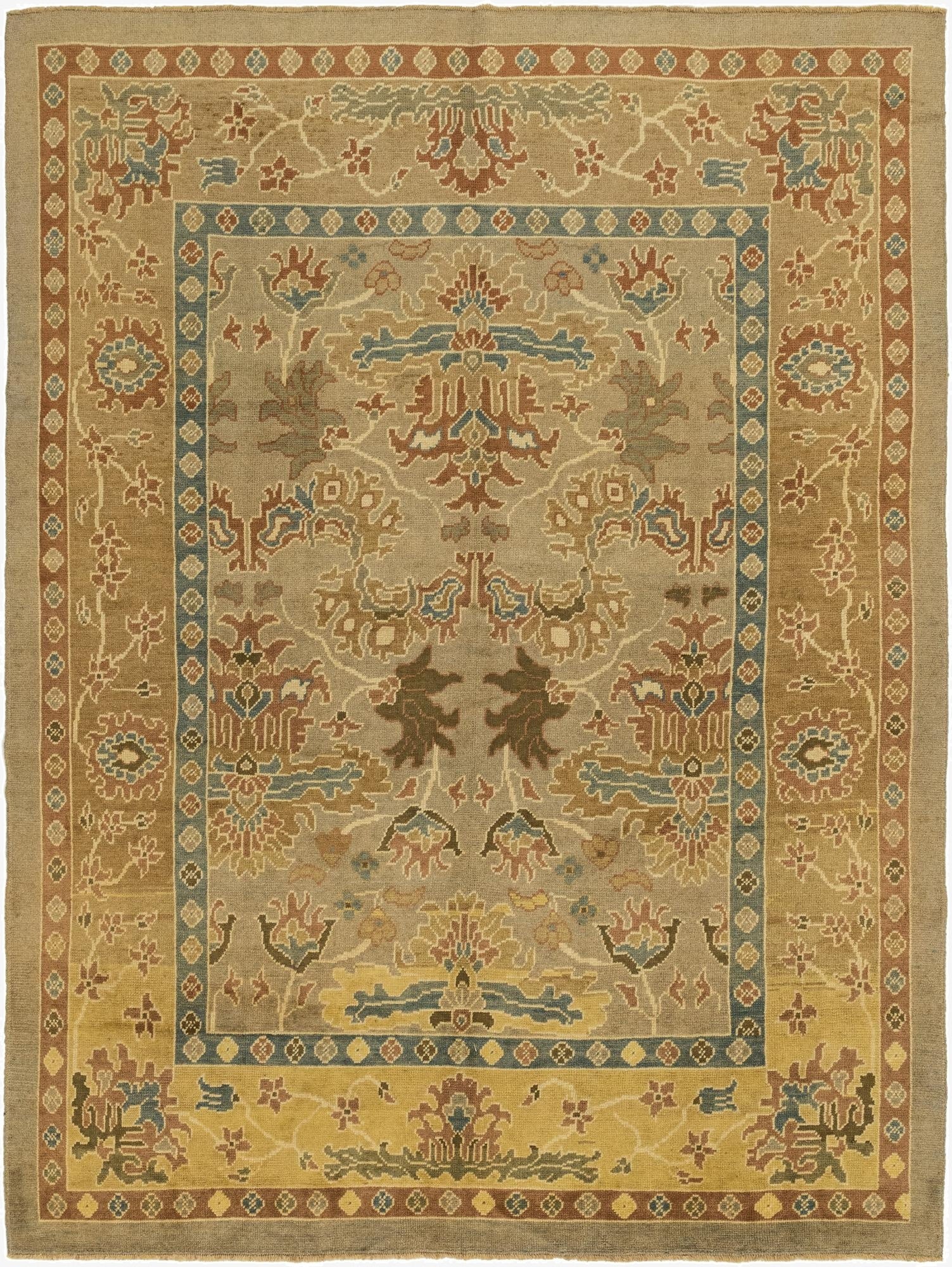 9' 6 x 13'  Hand Knotted Oushak Wool Rug