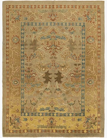 9' 6 x 13' Hand Knotted Oushak Wool Rug