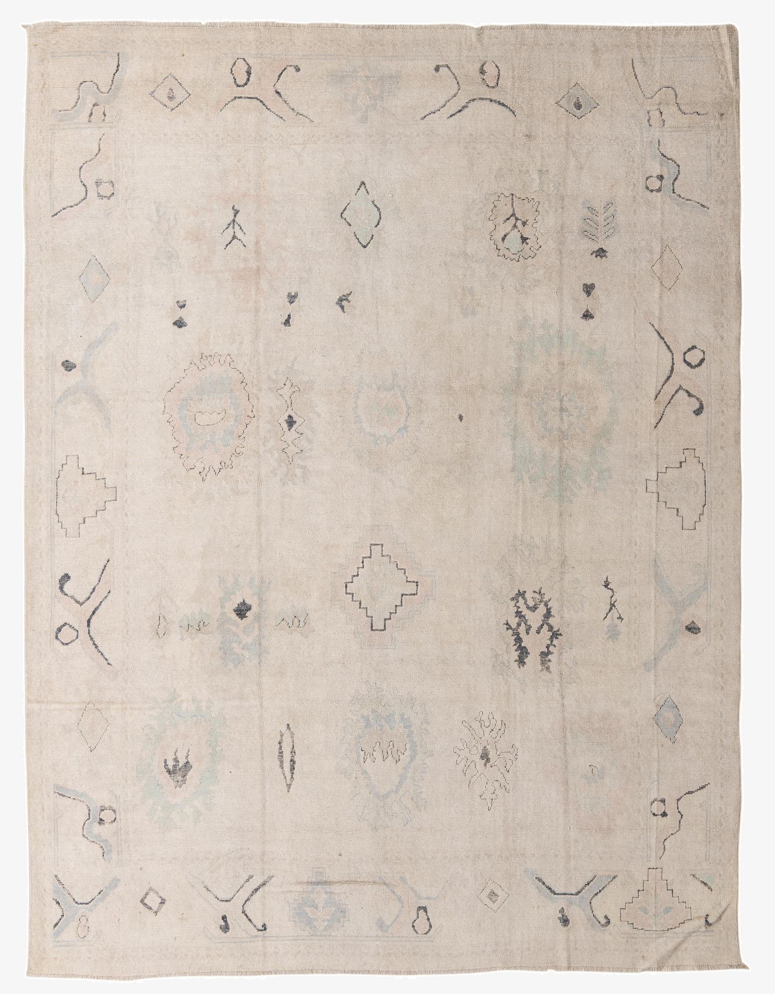 9' x 11' 7 Hand Knotted Oushak Wool Rug