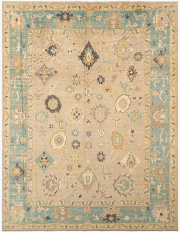 9' 1 x 11' 11 Hand Knotted Oushak Rug