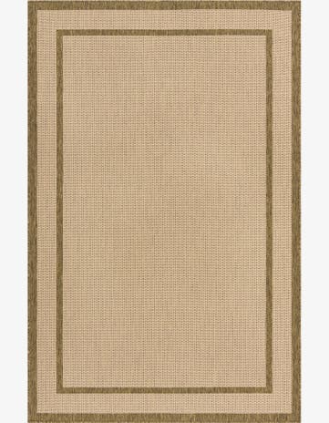 Beige Easy-Clean Border Indoor / Outdoor Rug