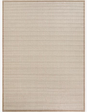 Beige Easy-Clean Border Indoor / Outdoor Rug