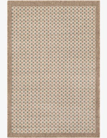 Beige Easy-Clean Border Indoor / Outdoor Rug