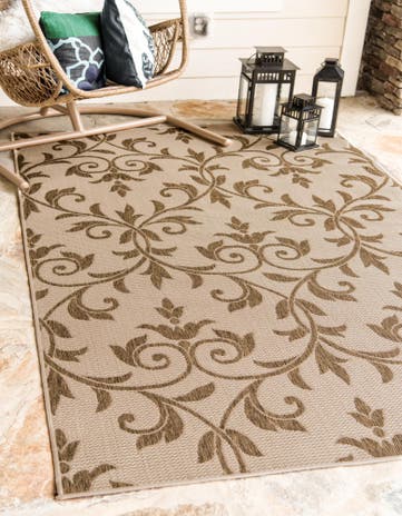 6' x 9' Easy-Clean Botanical Indoor / Outdoor Rug