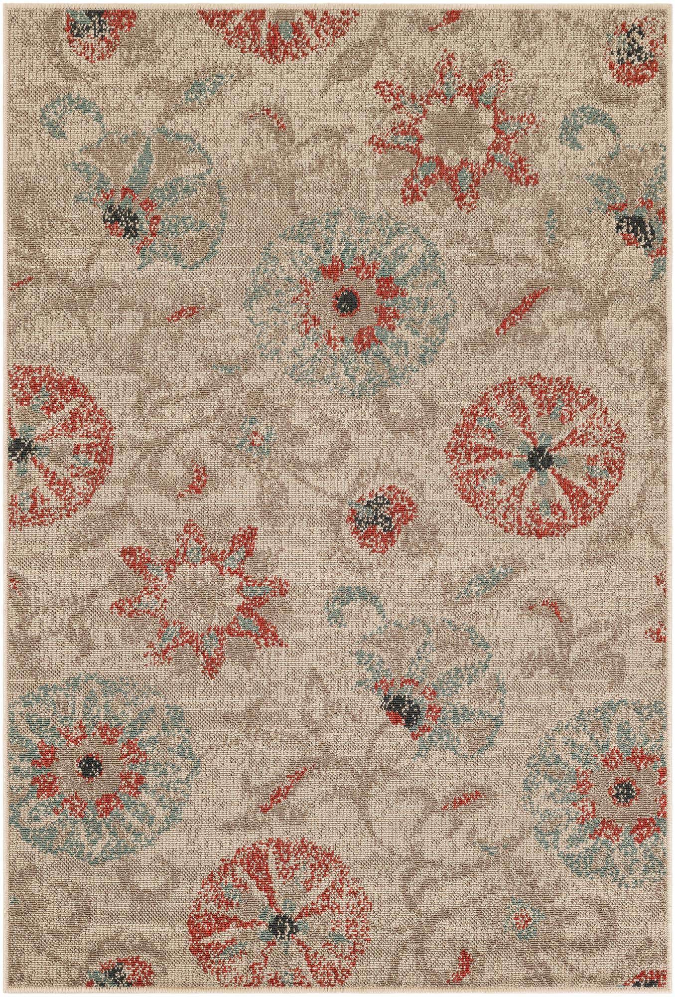 4' x 6' Easy-Clean Botanical Indoor / Outdoor Rug
