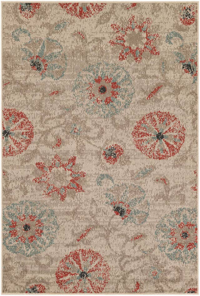 Detail image of 4' x 6' Easy-Clean Botanical Indoor / Outdoor Rug