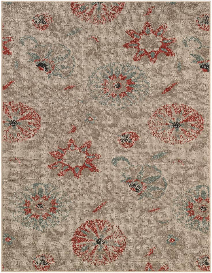 Detail image of 5' x 8' Easy-Clean Botanical Indoor / Outdoor Rug