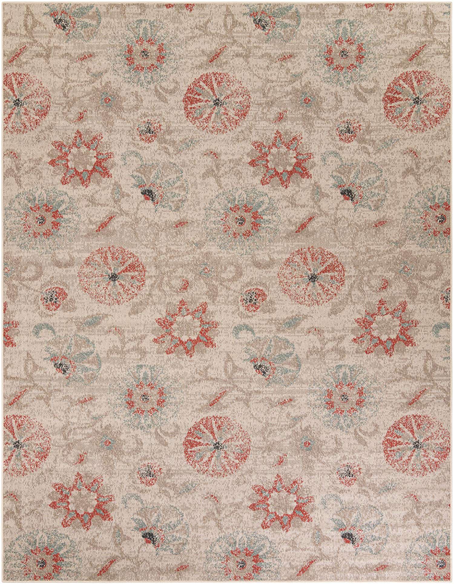 9' x 12' Easy-Clean Botanical Indoor / Outdoor Rug