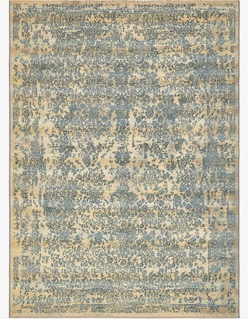 Beige Easy-Clean Botanical Indoor / Outdoor Rug