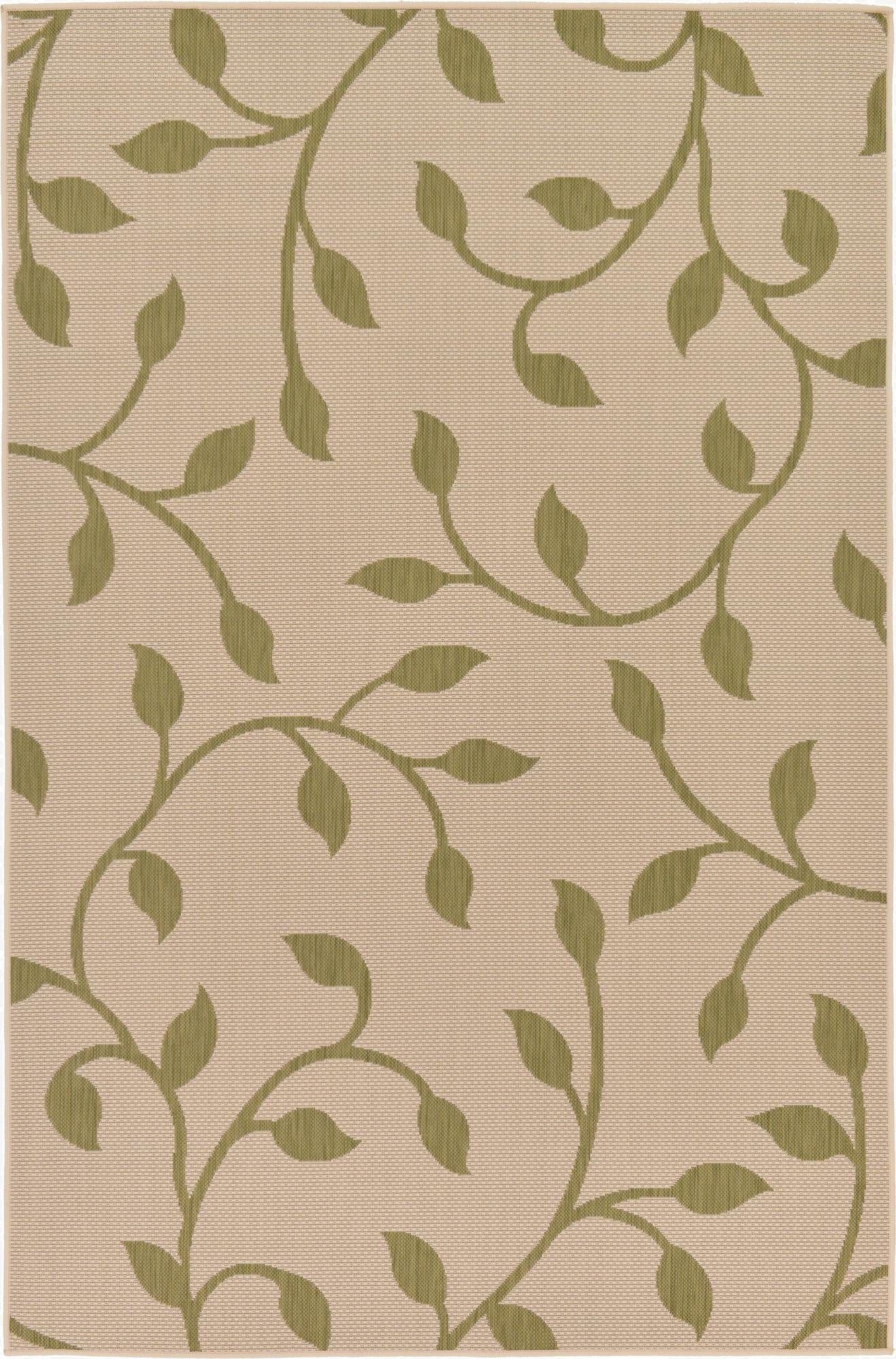 5' 3 x 8'  Washable Botanical Indoor / Outdoor Rug