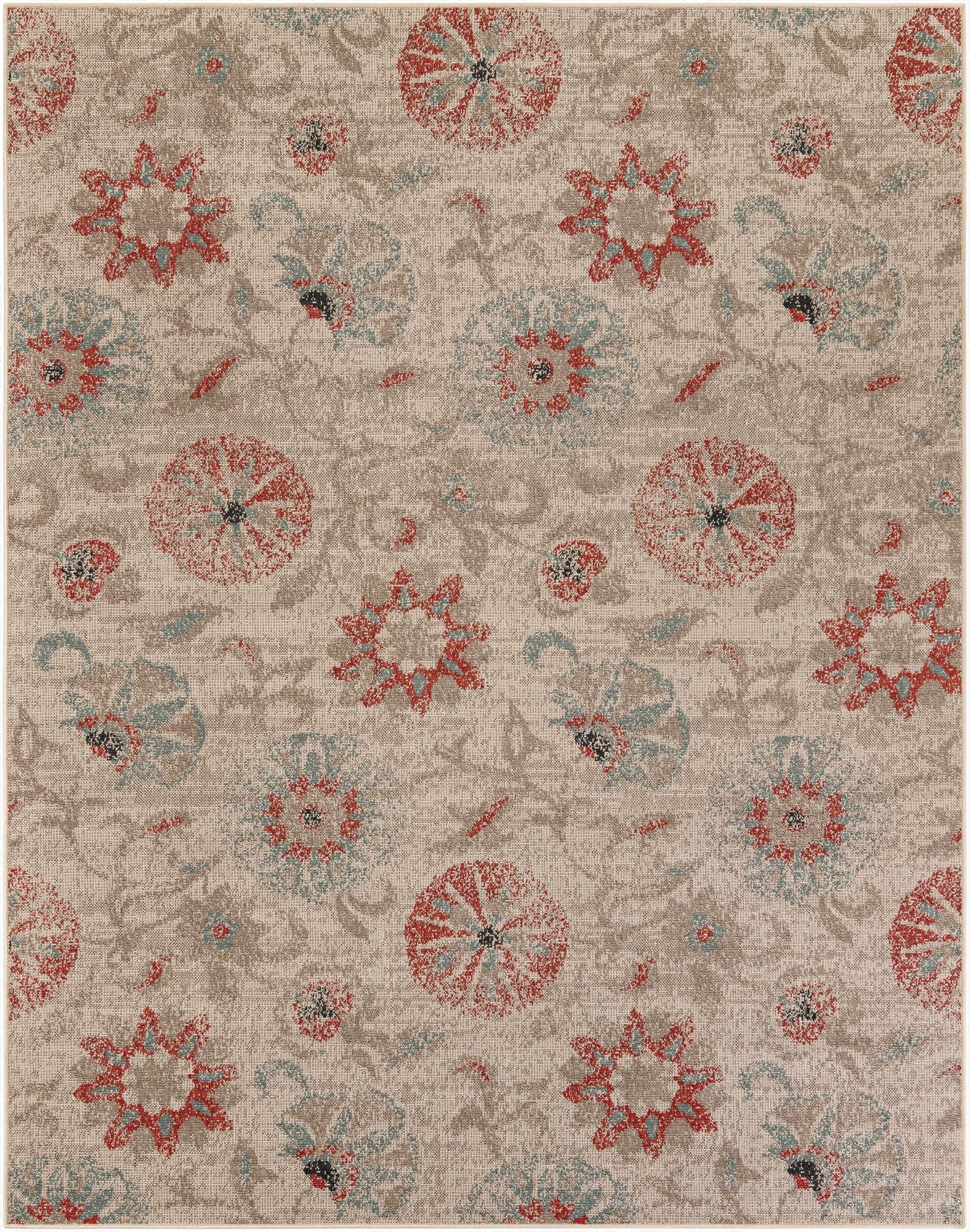 7' 10 x 10' Washable Botanical Indoor / Outdoor Rug