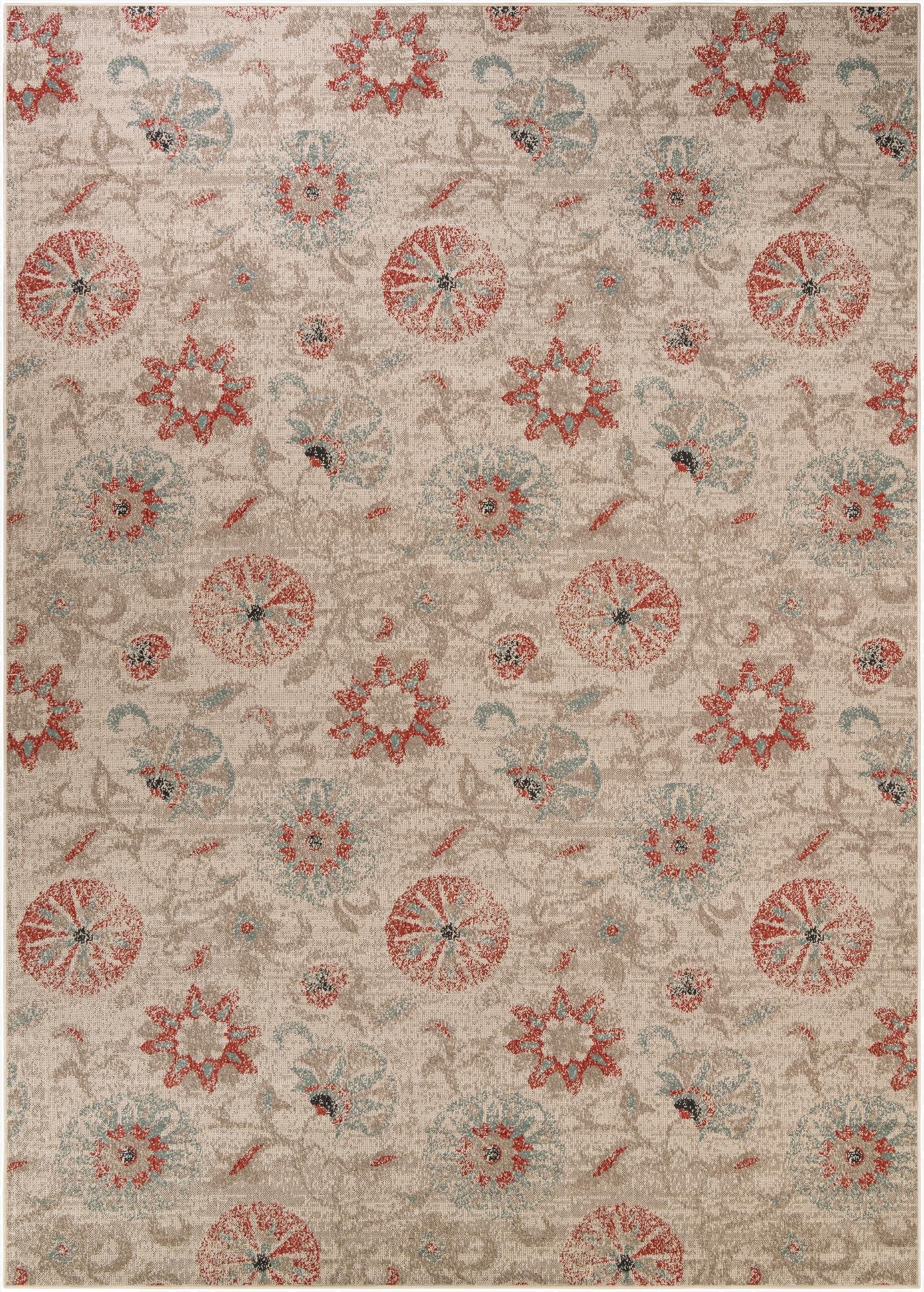 Primary image 10' x 14' 2  Washable Botanical Indoor / Outdoor Rug