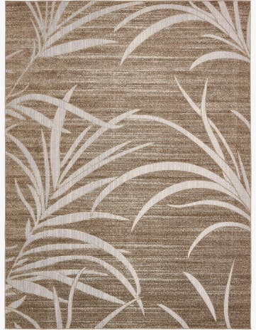 Beige Easy-Clean Botanical Indoor / Outdoor Rug