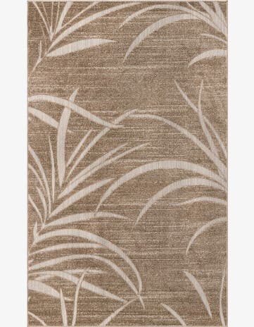 Beige Easy-Clean Botanical Indoor / Outdoor Rug