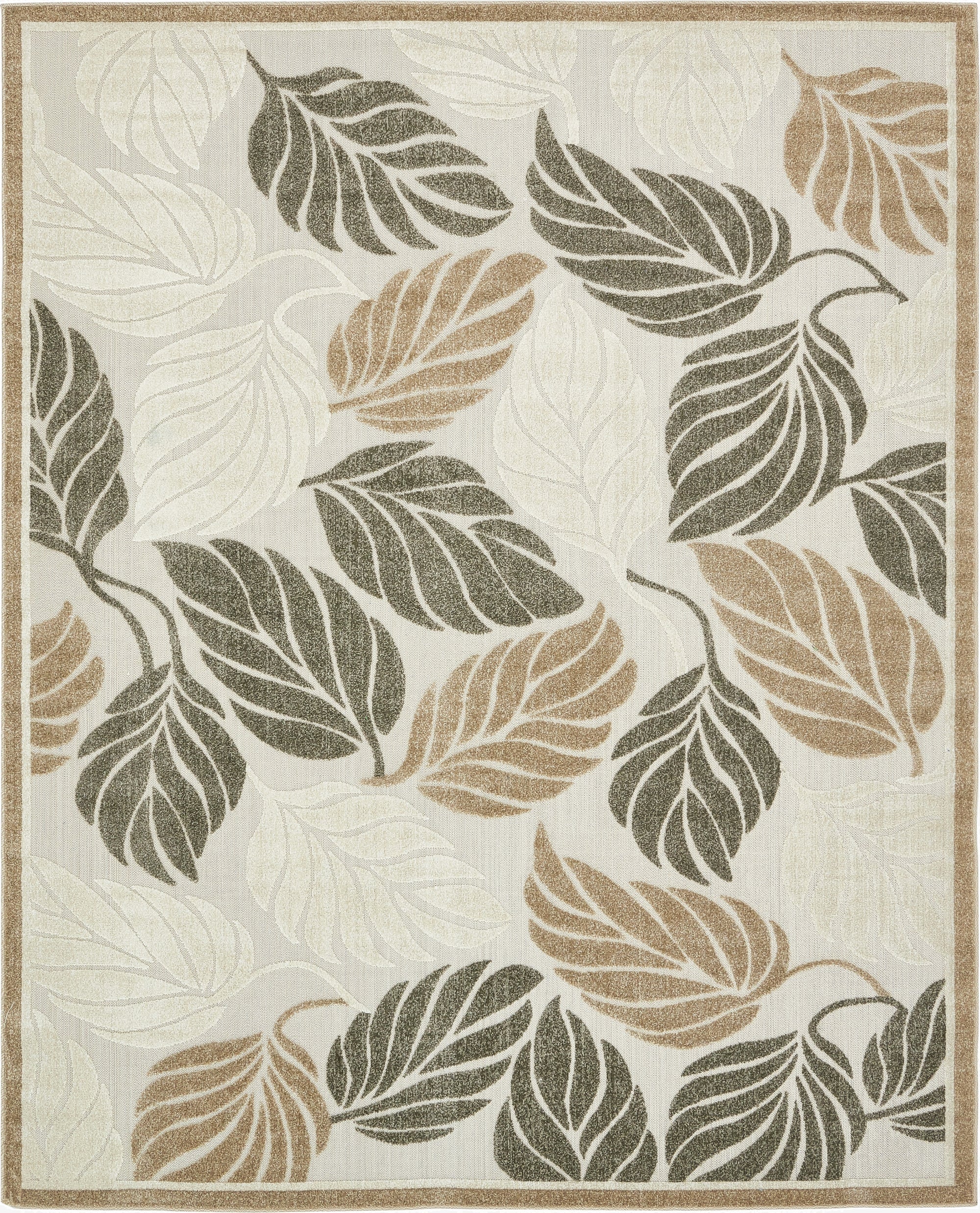 Primary image 8' x 10'  Washable Botanical Indoor / Outdoor Rug