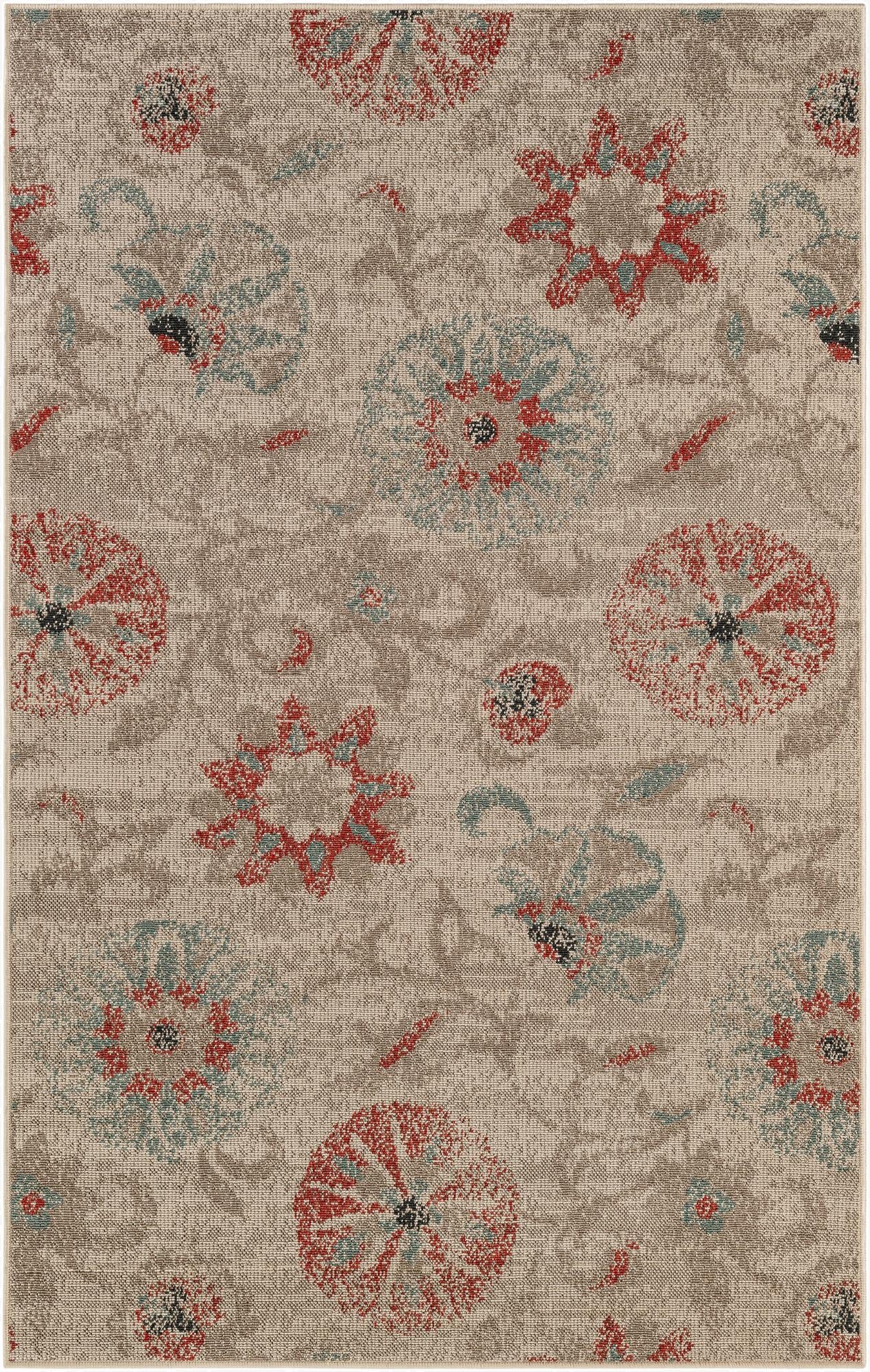 Primary image 5' x 8'  Washable Botanical Indoor / Outdoor Rug