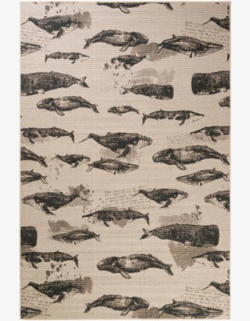 Beige Easy-Clean Coastal Indoor / Outdoor Rug