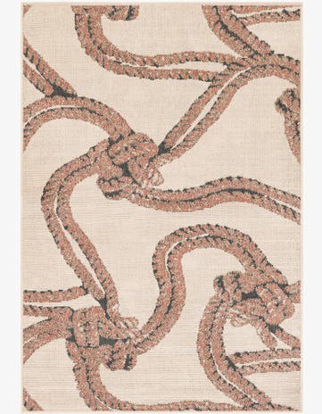 Beige Easy-Clean Coastal Indoor / Outdoor Rug