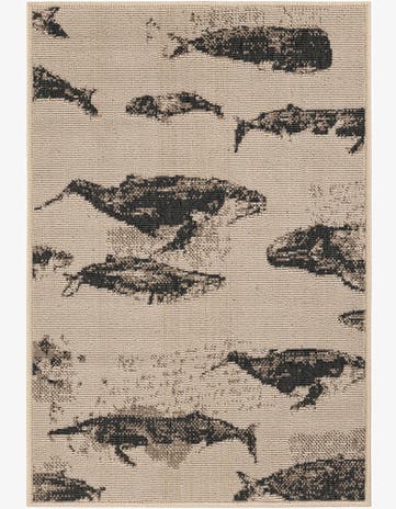 Beige Easy-Clean Coastal Indoor / Outdoor Rug