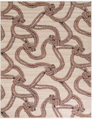 Beige Easy-Clean Coastal Indoor / Outdoor Rug