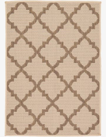 Beige Easy-Clean Lattice Indoor / Outdoor Rug