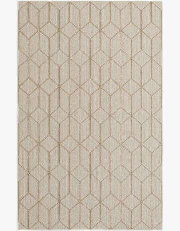 Beige Easy-Clean Lattice Indoor / Outdoor Rug
