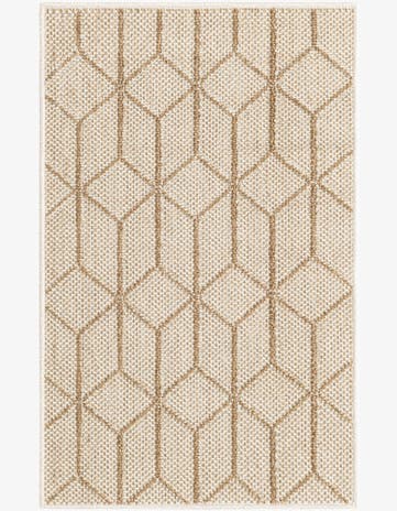 Beige Easy-Clean Lattice Indoor / Outdoor Rug