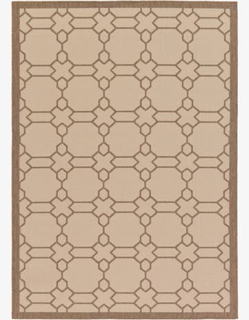Beige Easy-Clean Lattice Indoor / Outdoor Rug
