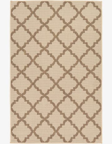Beige Easy-Clean Lattice Indoor / Outdoor Rug