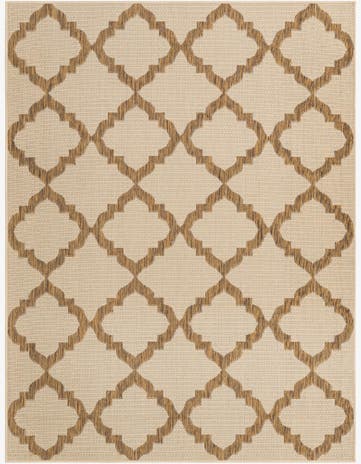 Beige Easy-Clean Lattice Indoor / Outdoor Rug