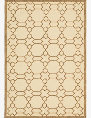 Beige Easy-Clean Lattice Indoor / Outdoor Rug