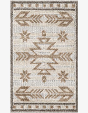Beige Easy-Clean Modern Indoor / Outdoor Rug