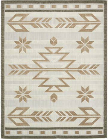 Beige Easy-Clean Modern Indoor / Outdoor Rug