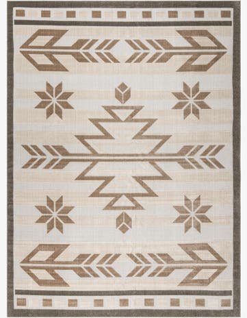 Beige Easy-Clean Modern Indoor / Outdoor Rug