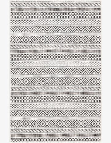 Beige Easy-Clean Ribbon Indoor / Outdoor Rug