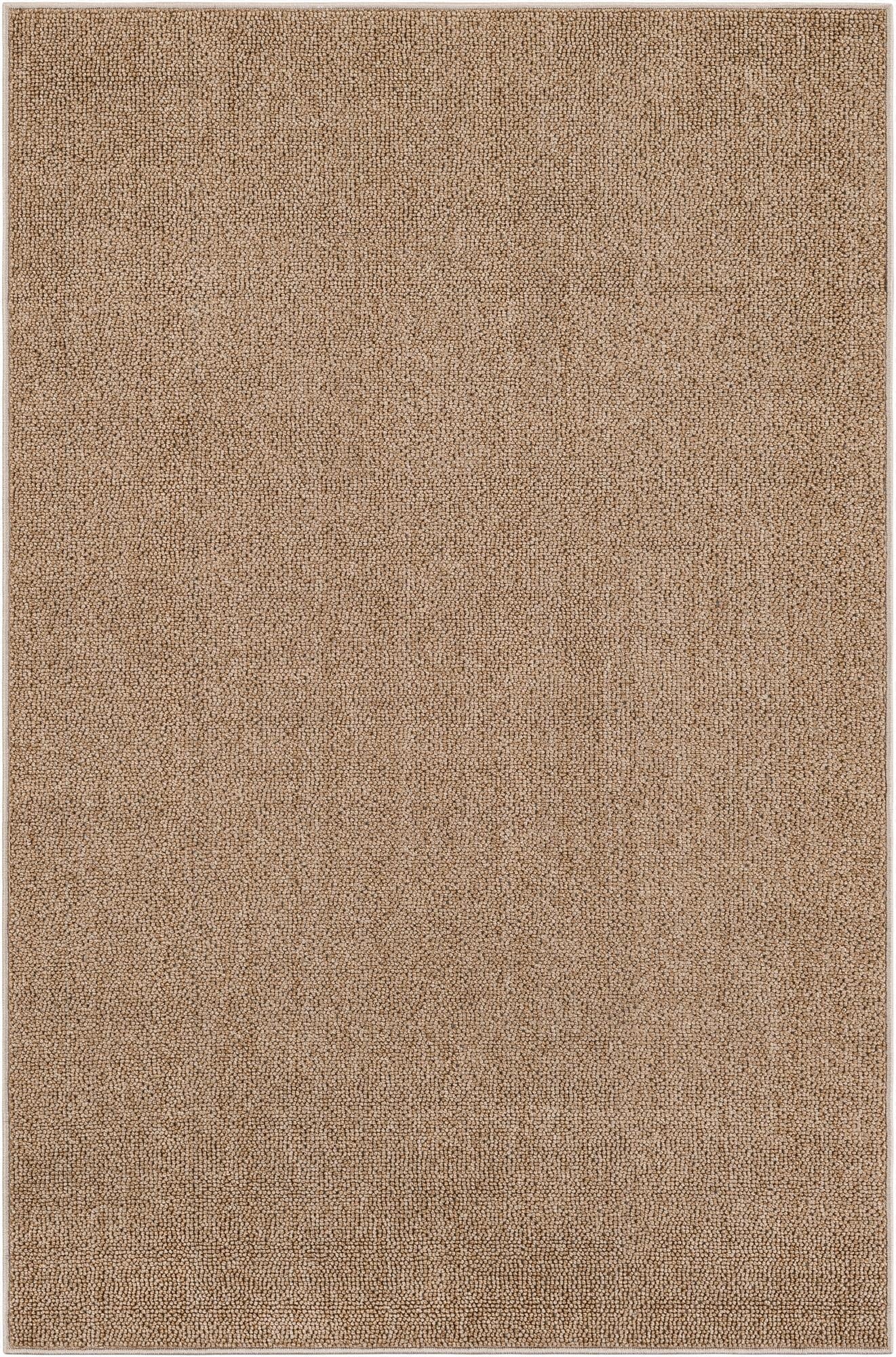 A 4x6 rectangular brown and tan solid-colored flatweave rug, suitable for indoor or outdoor use.