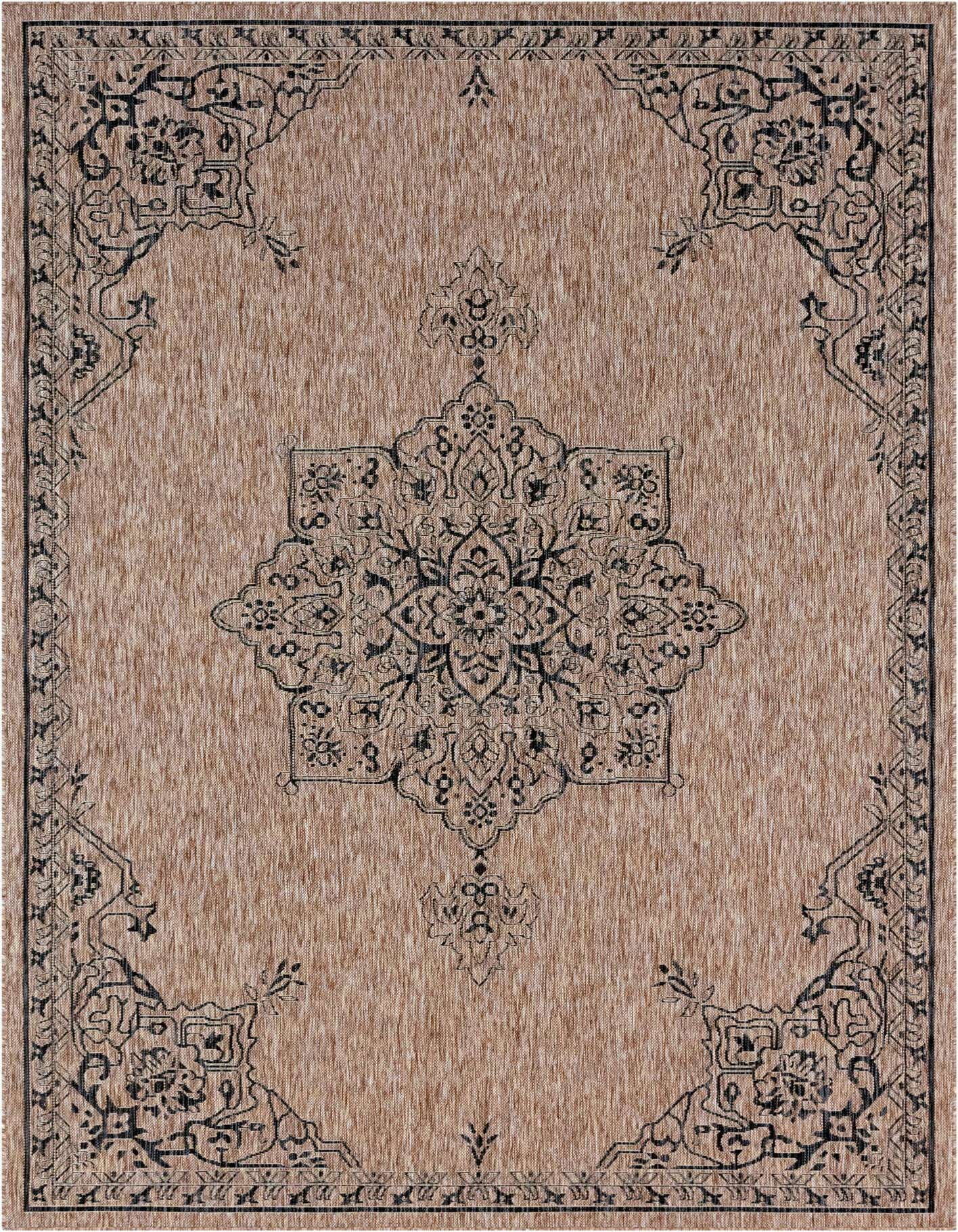 7' 10 x 11' Easy-Clean Traditional Indoor / Outdoor Rug