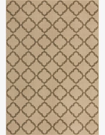 Beige Easy-Clean Trellis Indoor / Outdoor Rug