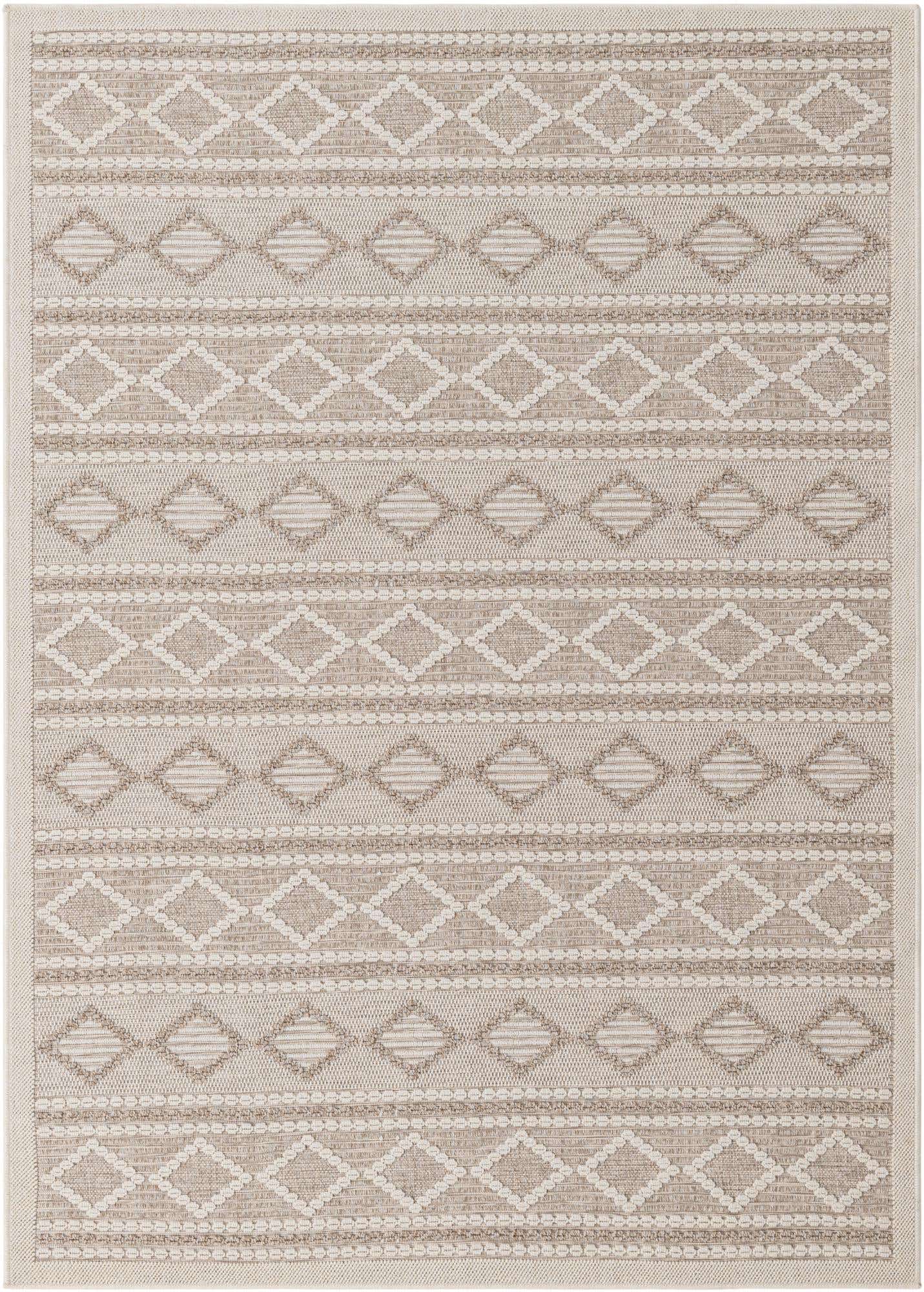 5' 3 x 7' 4 Easy-Clean Trellis Textured Indoor / Outdoor Rug