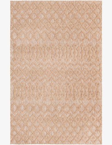Beige Easy-Clean Trellis Textured Indoor / Outdoor Rug